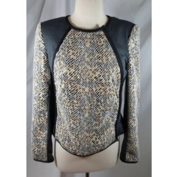 Rachel Roy Snakeskin Moto Jacket sz 4 Black - Picture 2 of 6